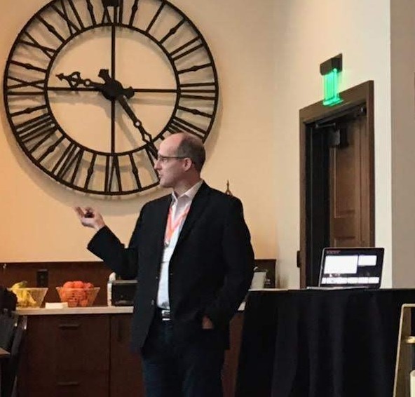 Jed Taylor at a speaking engagement