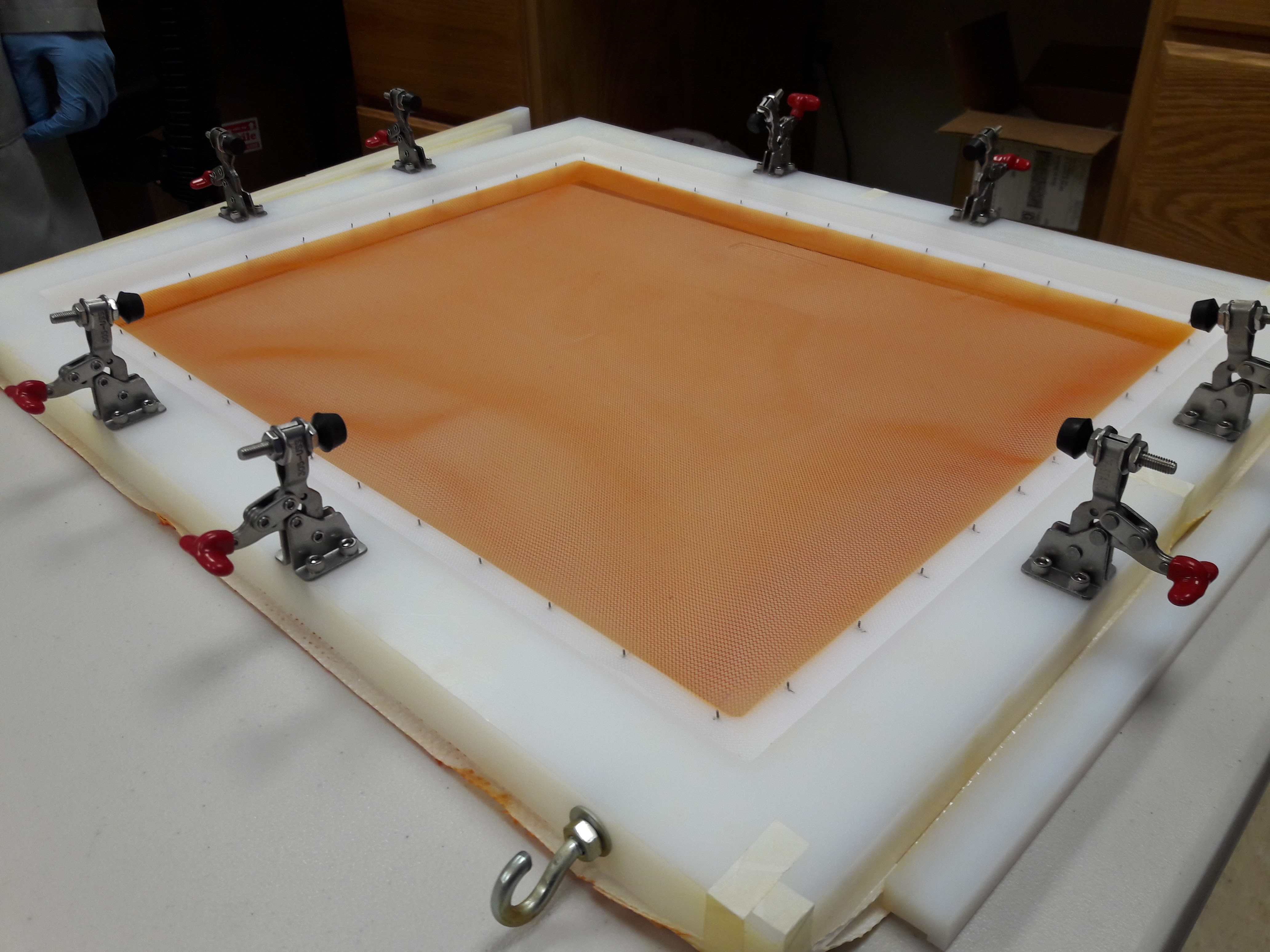 Antibiotic-eluting surgical mesh in validation testing frame